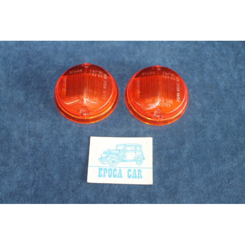 124 COUPE' 1°S  PAIR ORANGE LENSES FOR FRONT LIGHTS   STARS