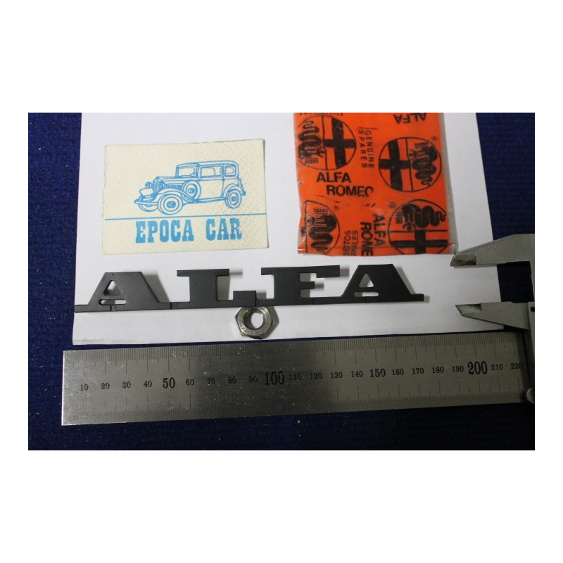 SCRITTA "ALFA"  IN STAMPATELLO    METALLO NERO OPACO