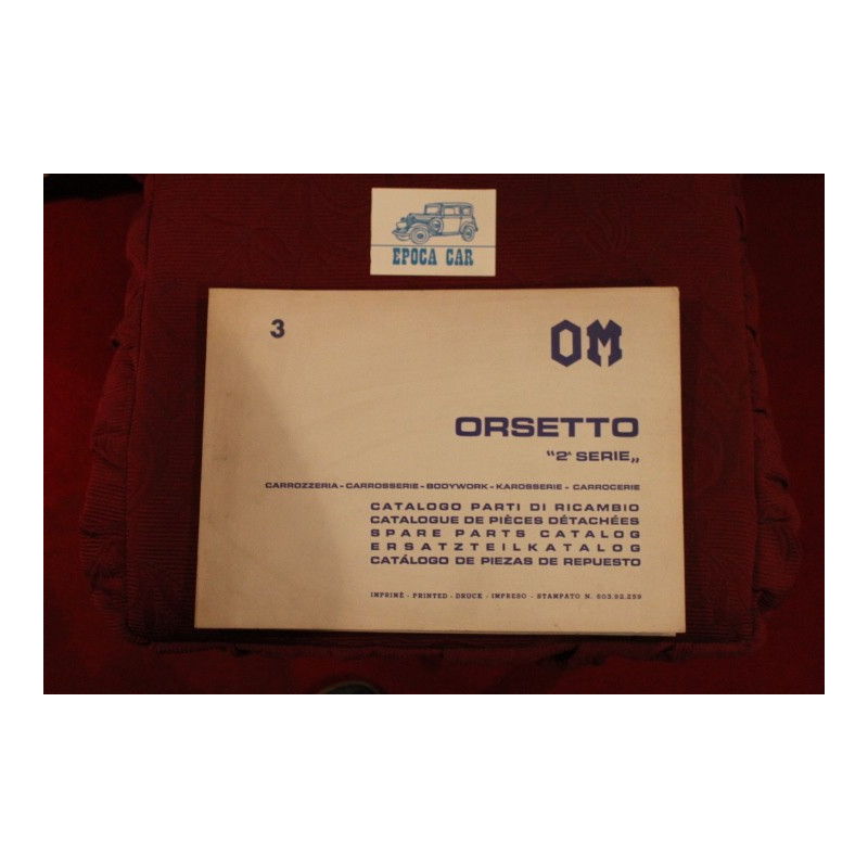 ORSETTO 2° SERIE     CATALOGO PARTI DI RICAMBIO-CARROZZERIA (1971)  ottimo stato