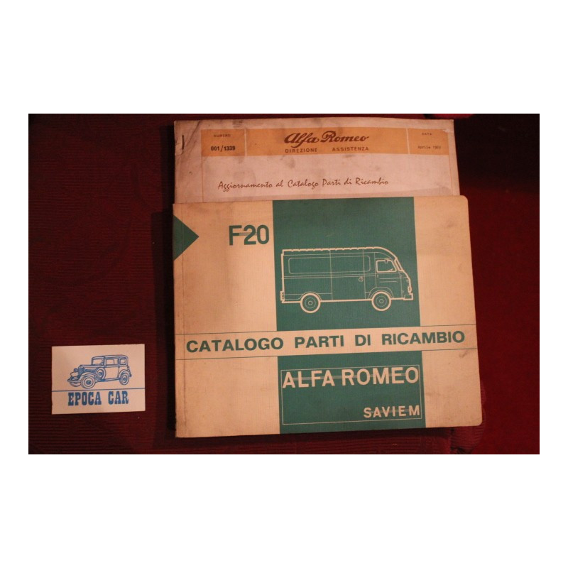 F 20   CATALOGO PARTI DI RICAMBIO (1968) + AGGIORNAMENTO (1969) buono stato.